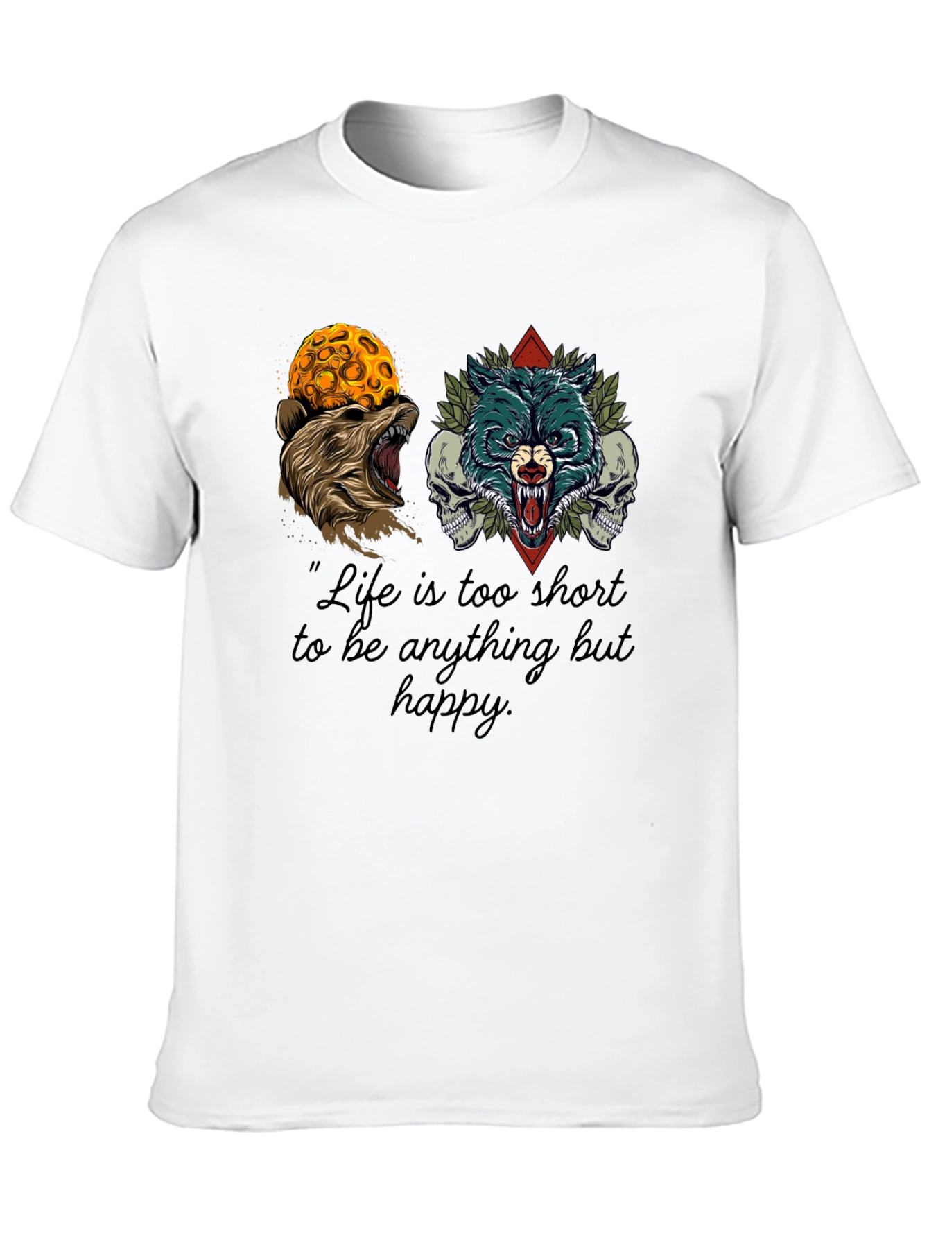 Black Bear and Wolf Graphic Tee - Life's Too Short view 10