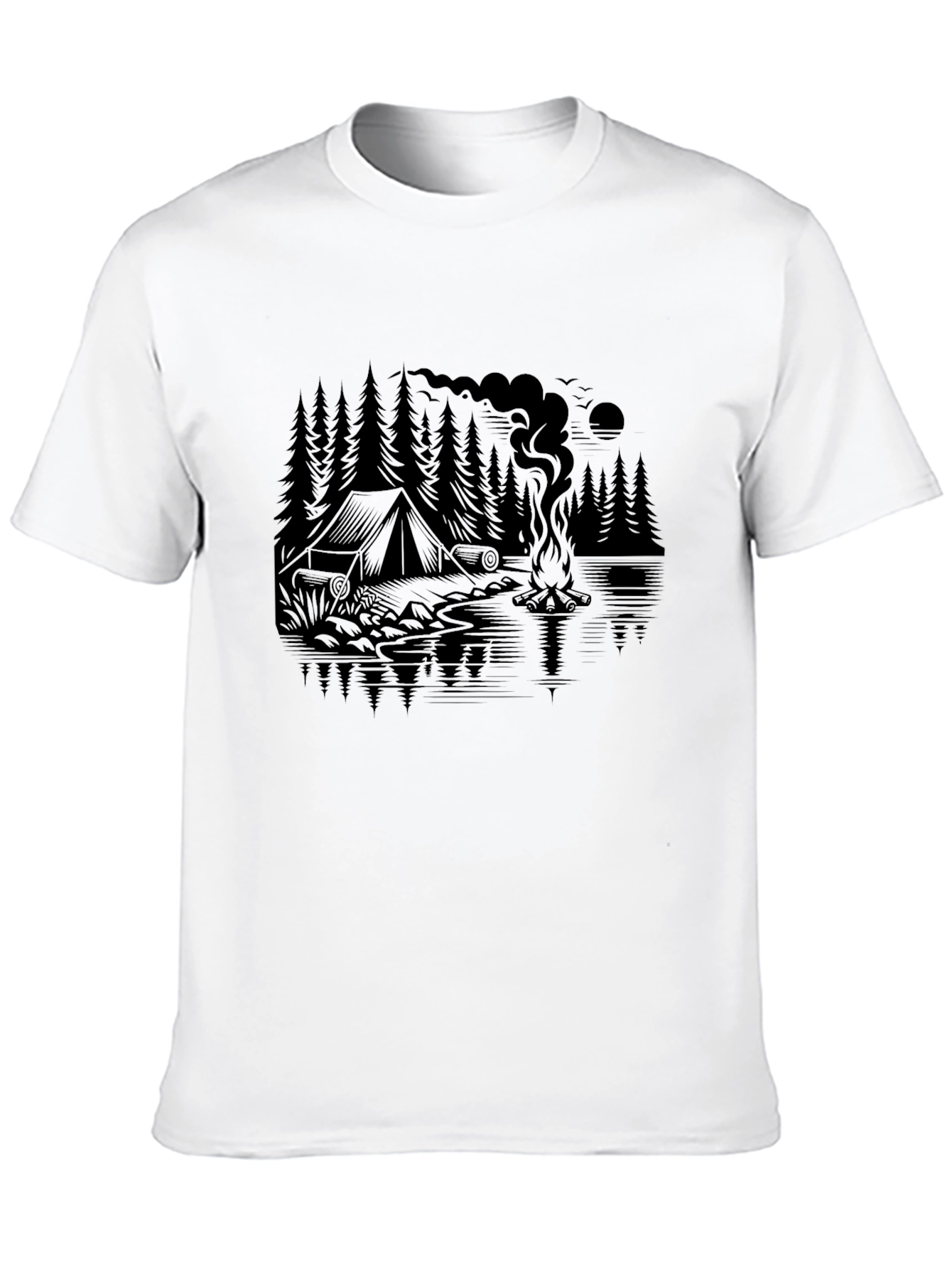 Black Camping Graphic Tee - Nature Lover's Black T-Shirt view 10