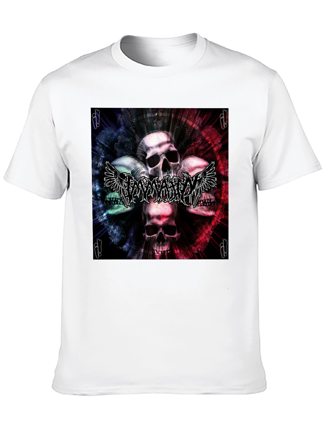 Black Skull & Wings Graphic T-Shirt - Black view 10