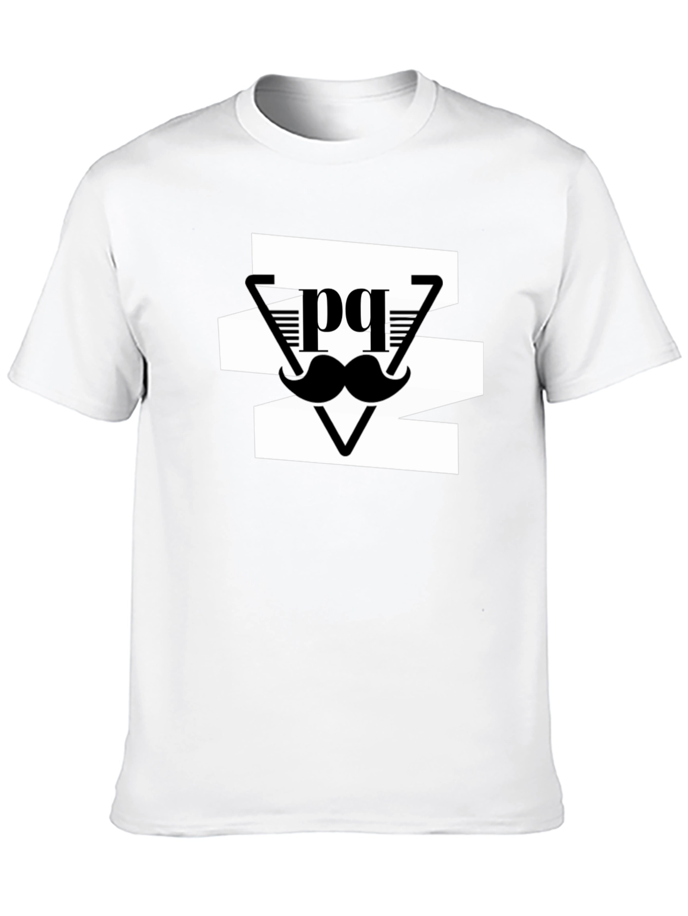 Black Stylish Men's Black Graphic Tee - Mustache Design view 10