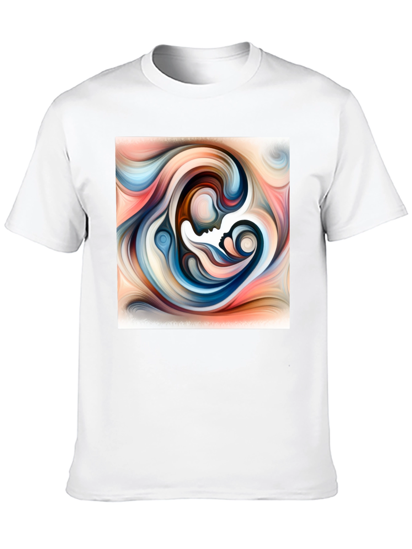 Black Abstract Mother Child Art T-Shirt - Unisex Black Tee view 10