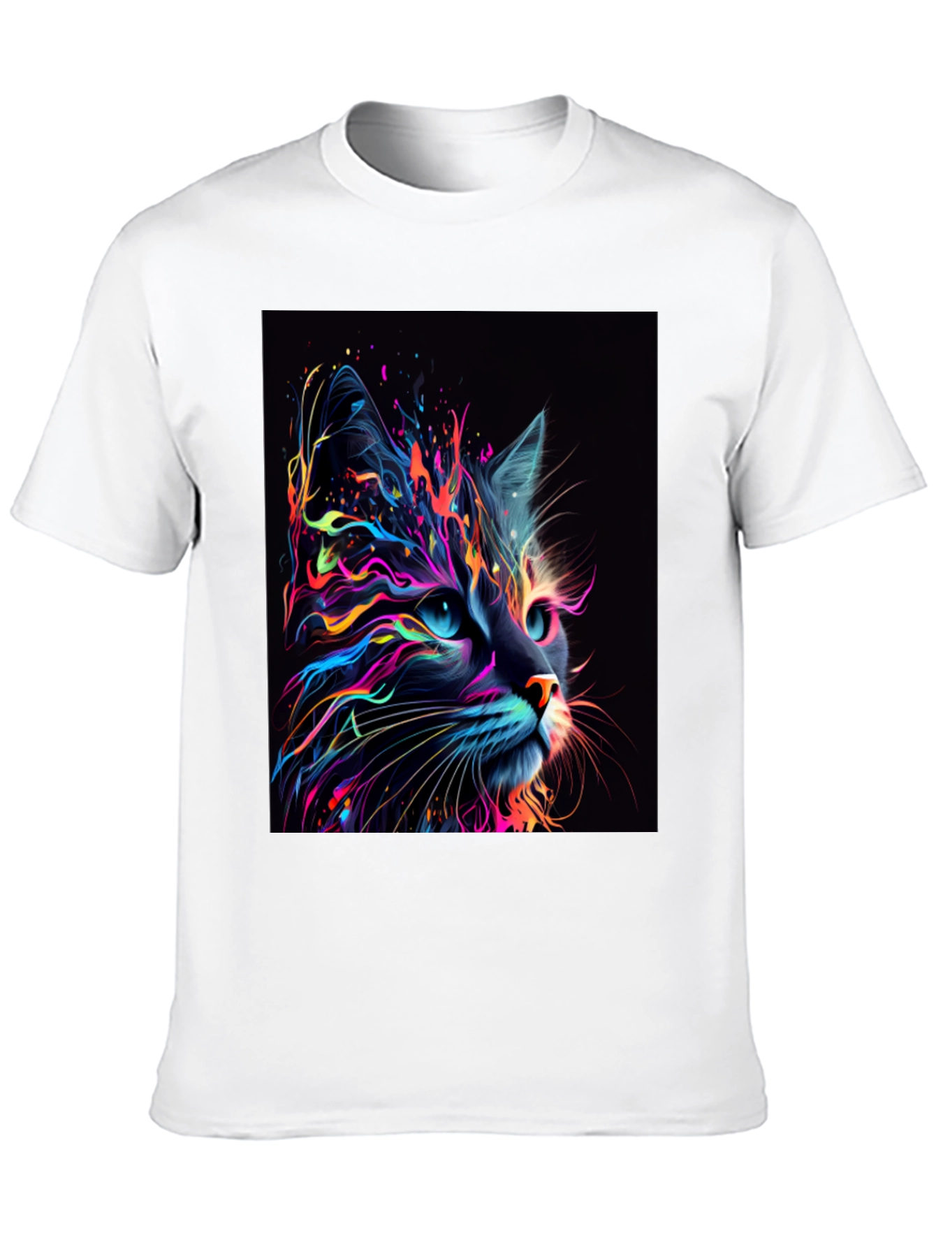 Black Neon Cat Graphic T-Shirt - Unique Design view 10