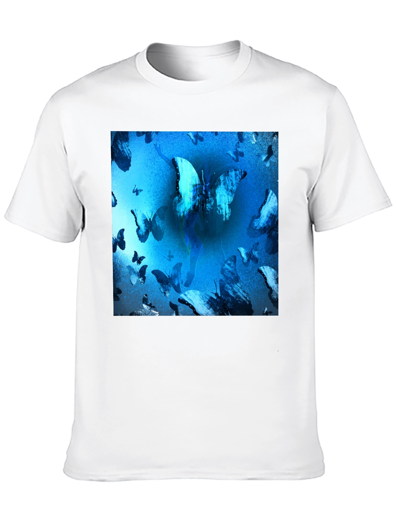 Black Butterfly Blue T-Shirt Graphic Tee view 10