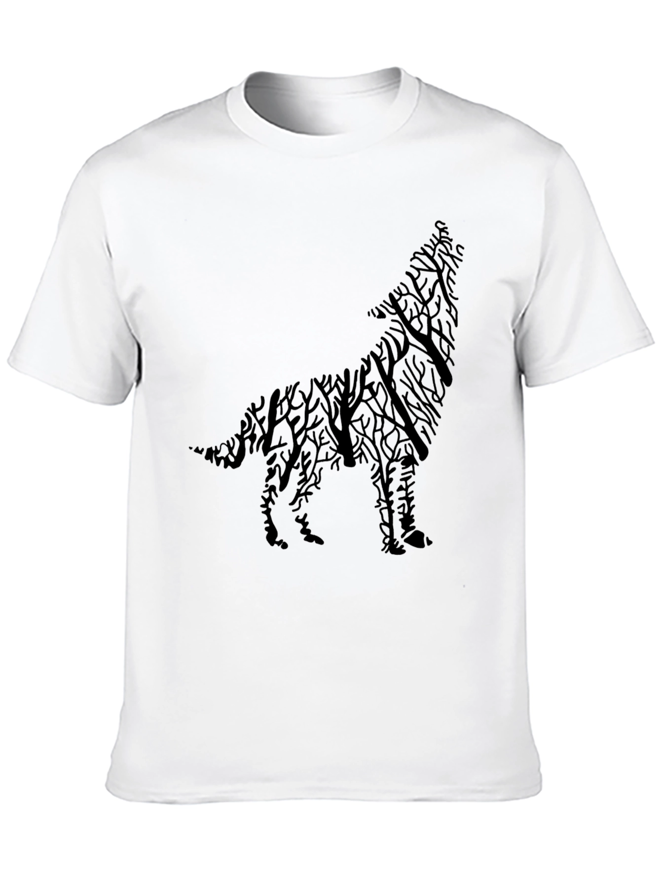 Black Wolf Silhouette Tree Branch Graphic Tee - Black view 10