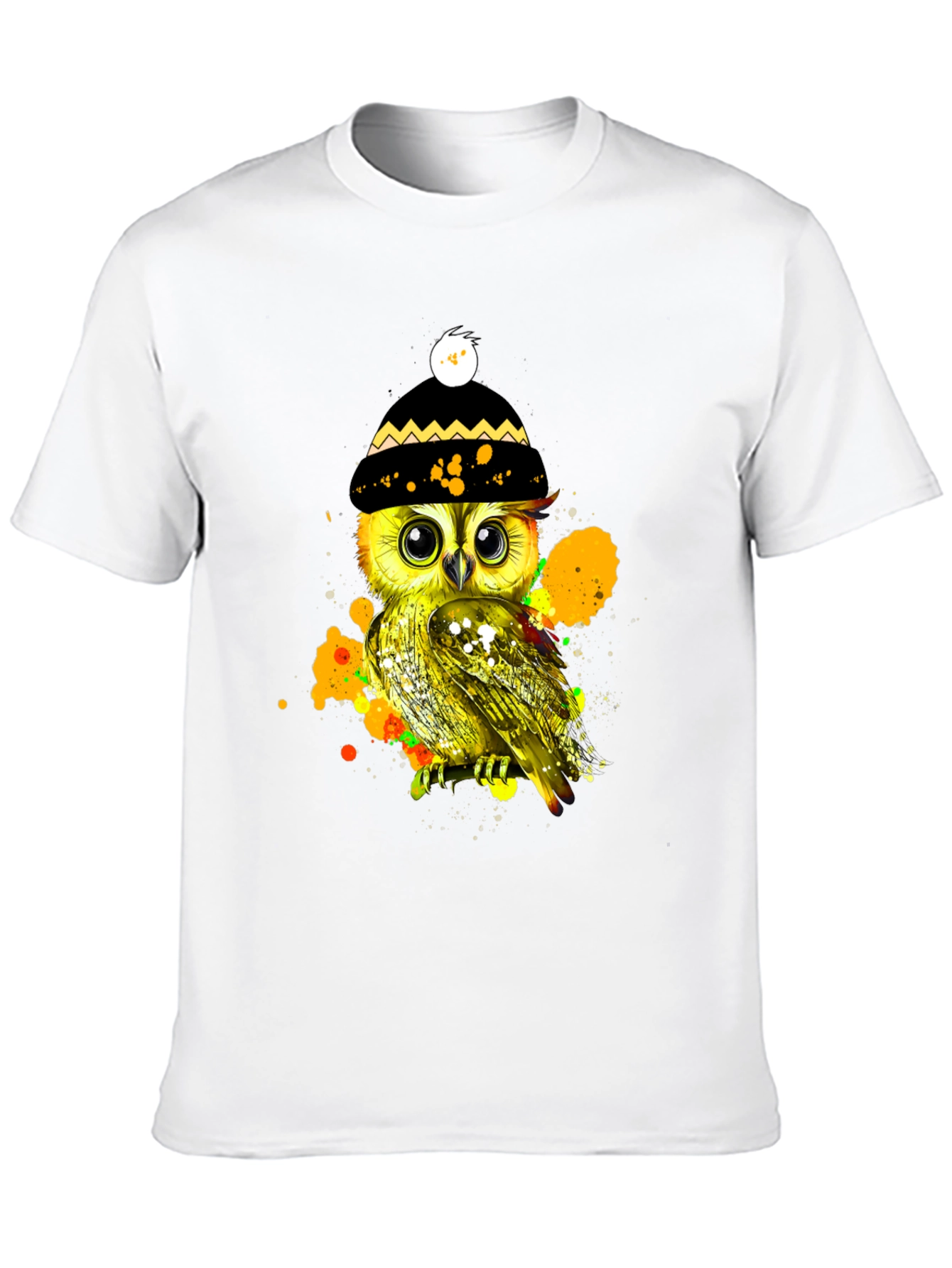 Black Stylish Owl Graphic Tee - Unique & Trendy view 10