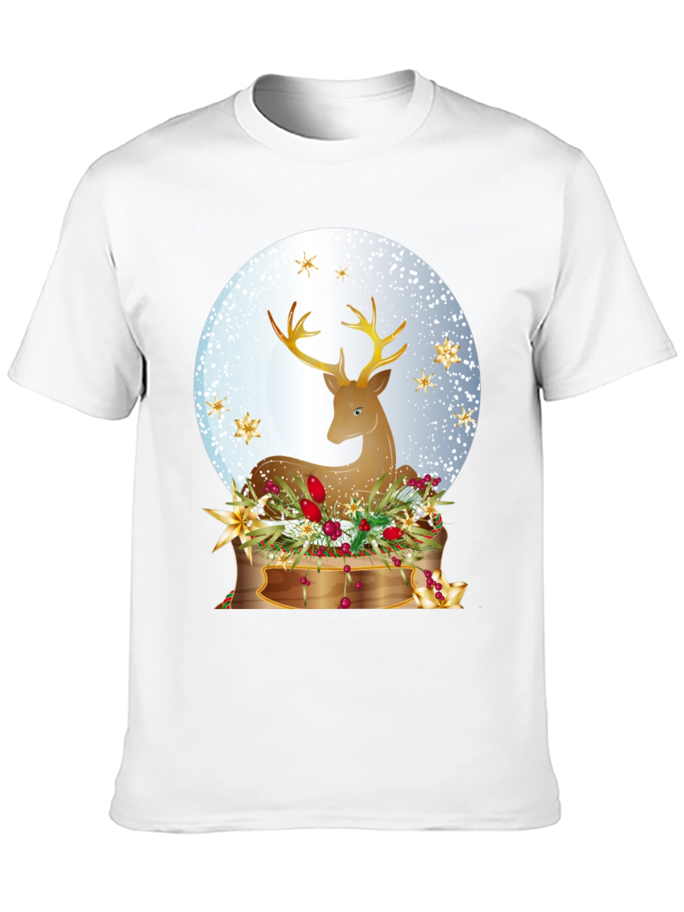 Black Festive Deer Graphic T-Shirt - Holiday Season Apparel view 10