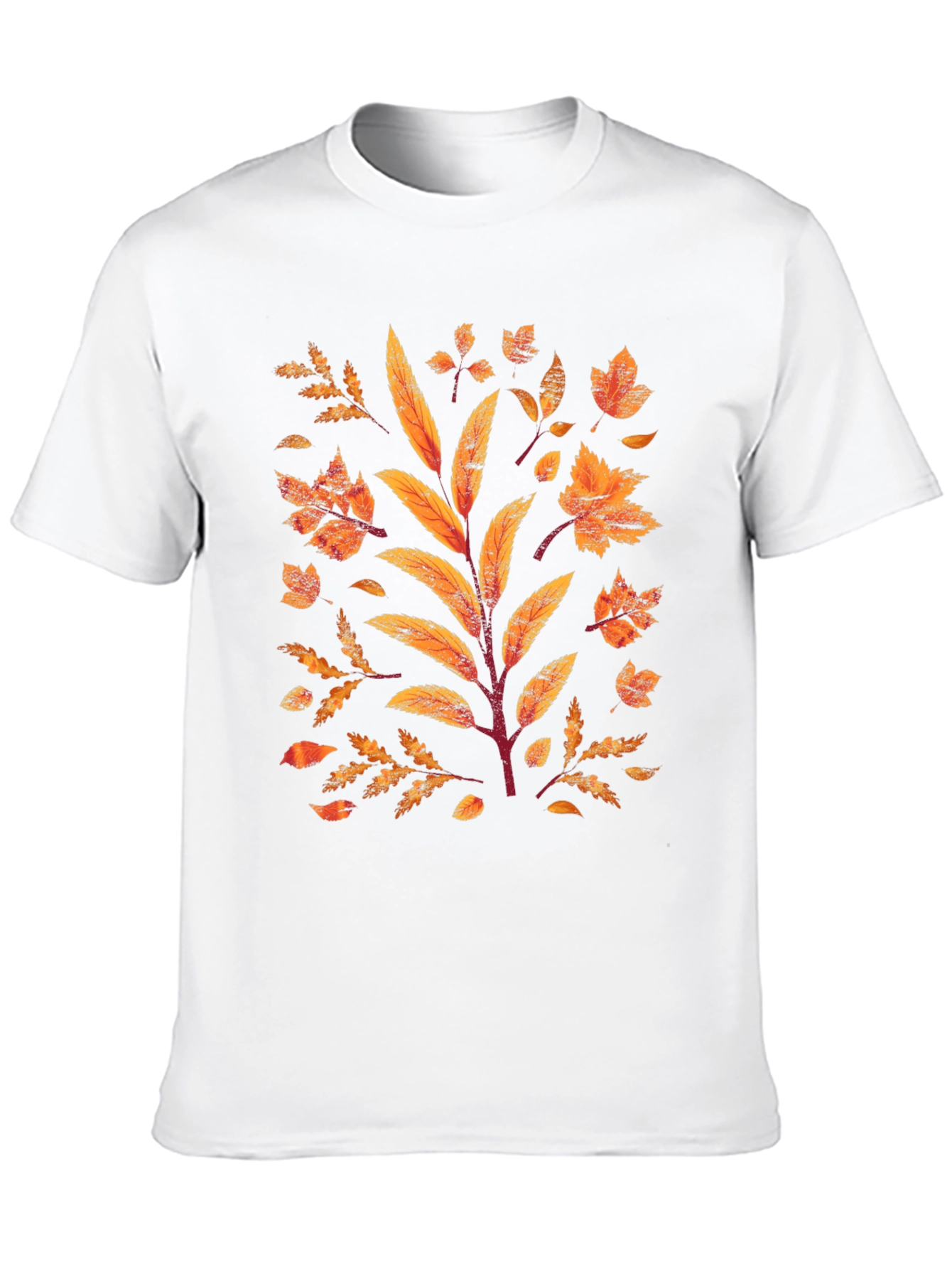 Black Autumn Leaves Graphic Print Black T-Shirt view 10