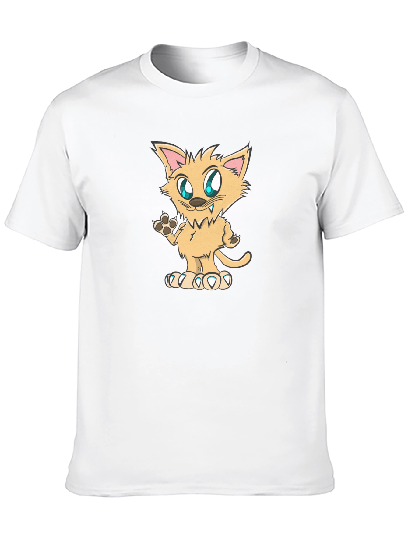 Black Cartoon Cat T-Shirt - Black Cotton Blend view 10