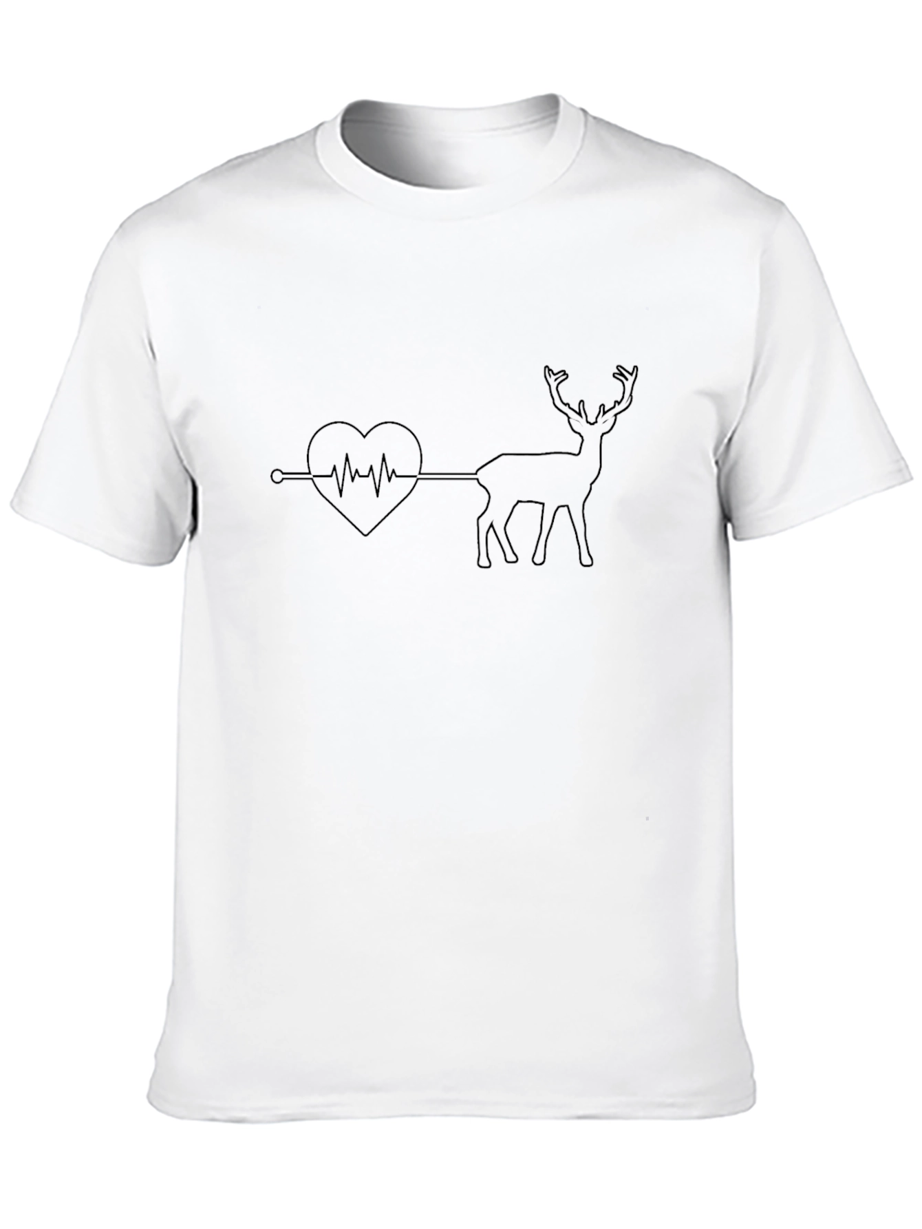 Black Heartbeat Deer T-Shirt - Graphic Tee view 10