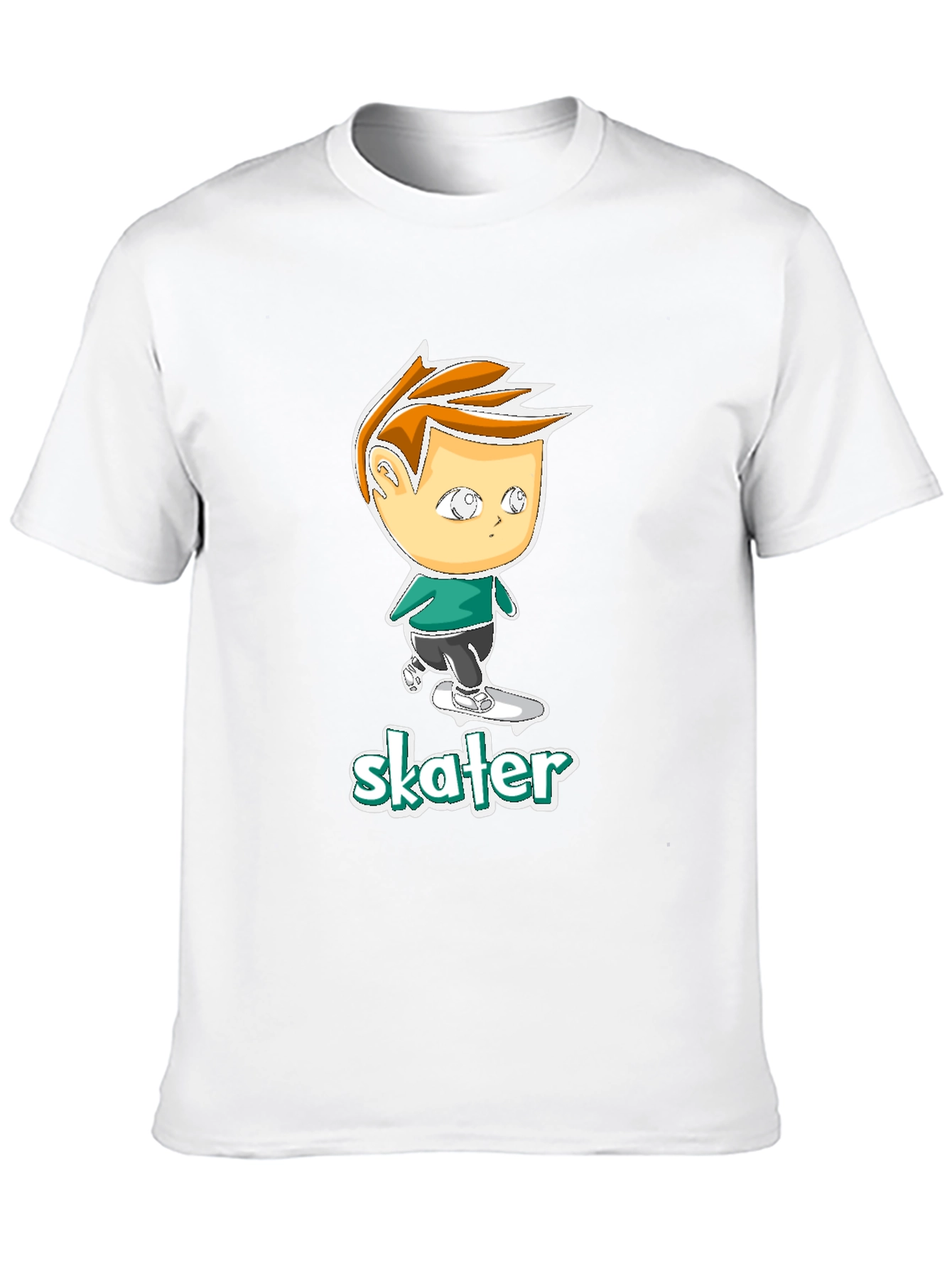 Black Cool Skater Boy Cartoon Black T-Shirt view 10