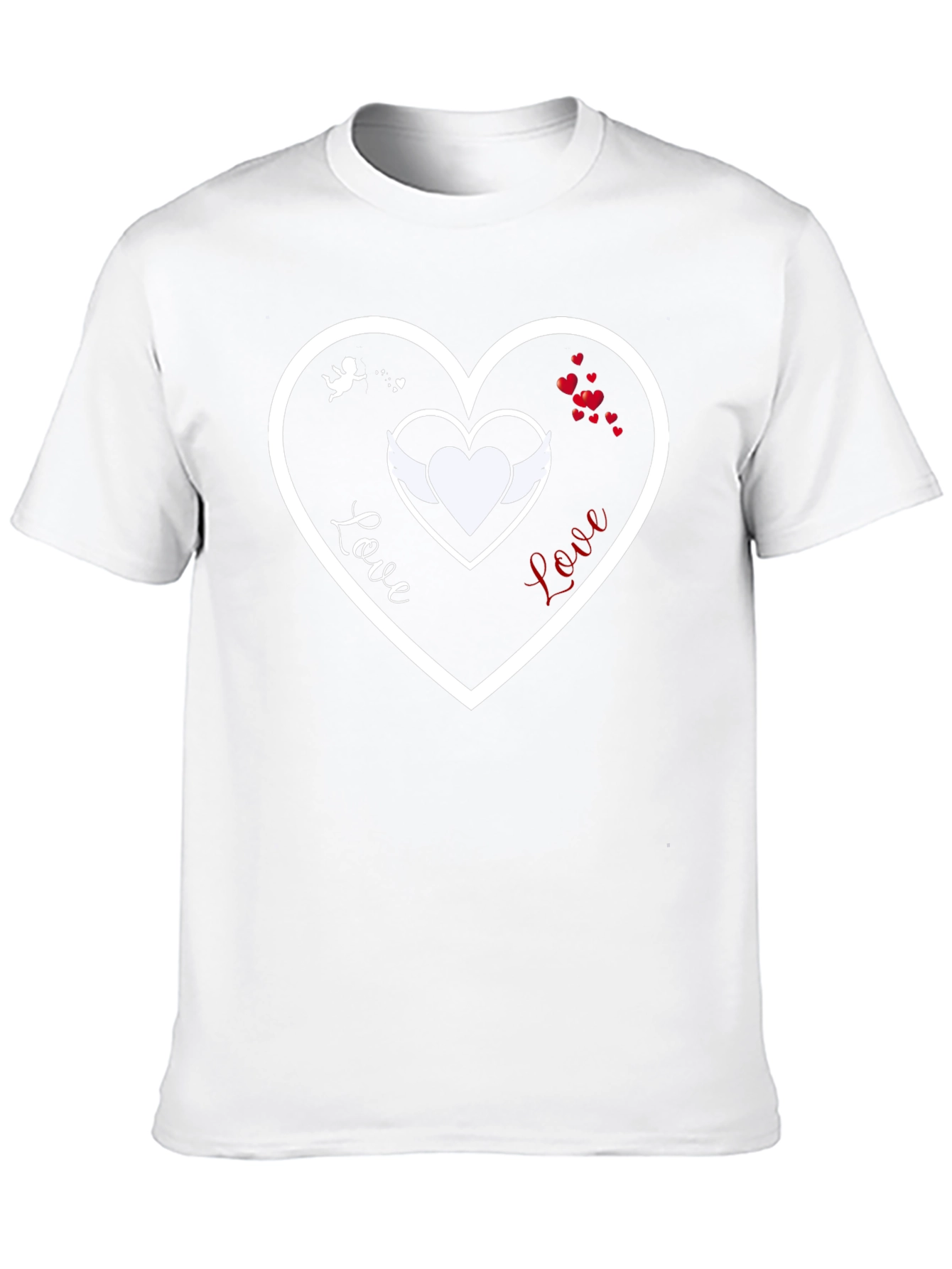 Black Love Heart T-Shirt - Cupid & Angel Wings Graphic Tee view 10