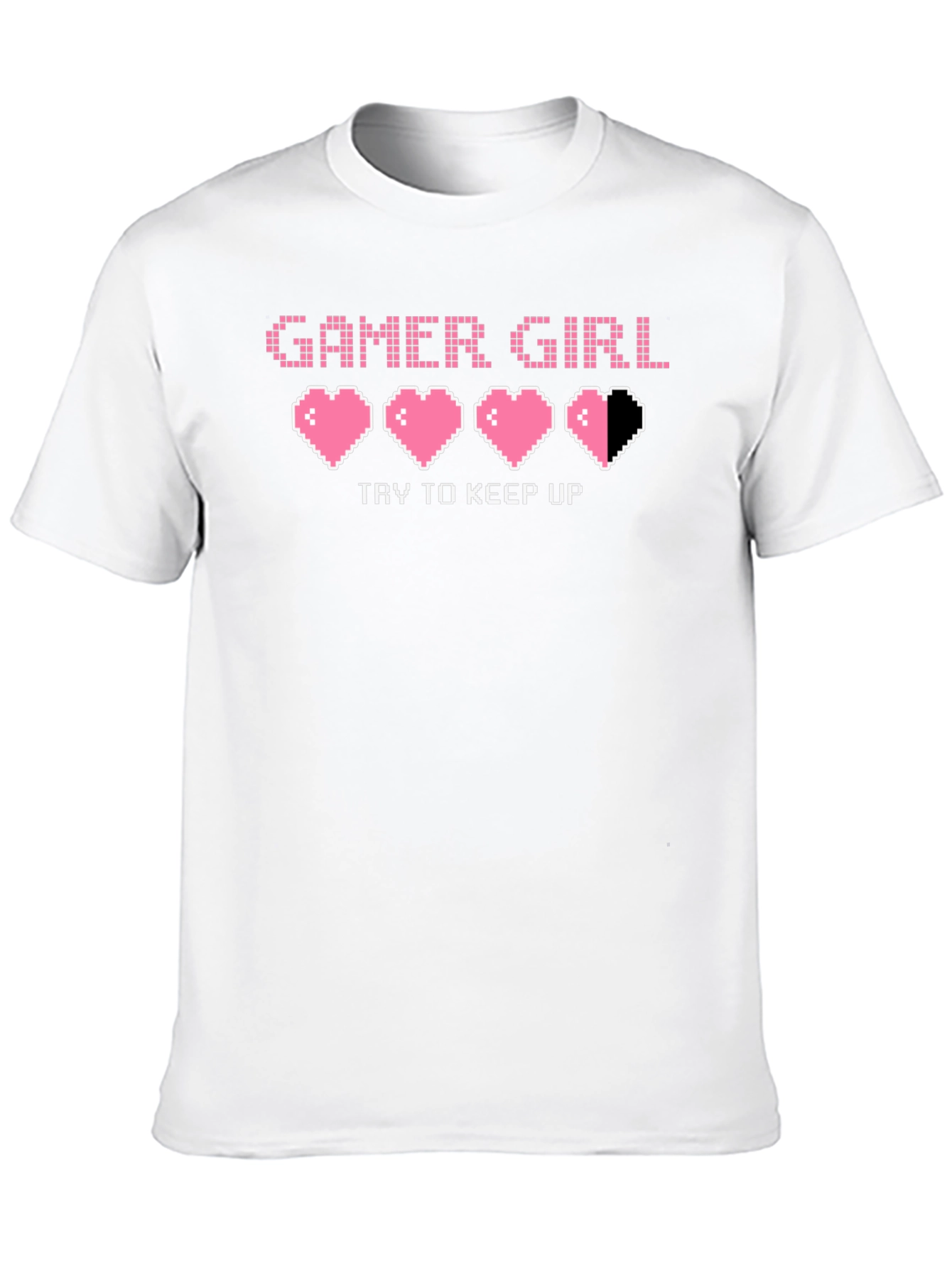Black Gamer Girl Pixel Heart Graphic Tee - Try To Keep Up! view 10