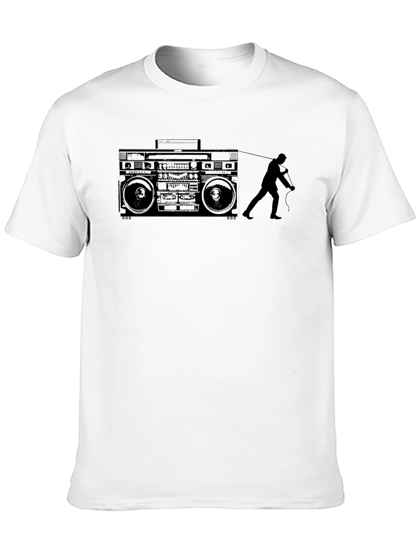 Black Retro Boombox Pull T-Shirt - Classic Cool view 10
