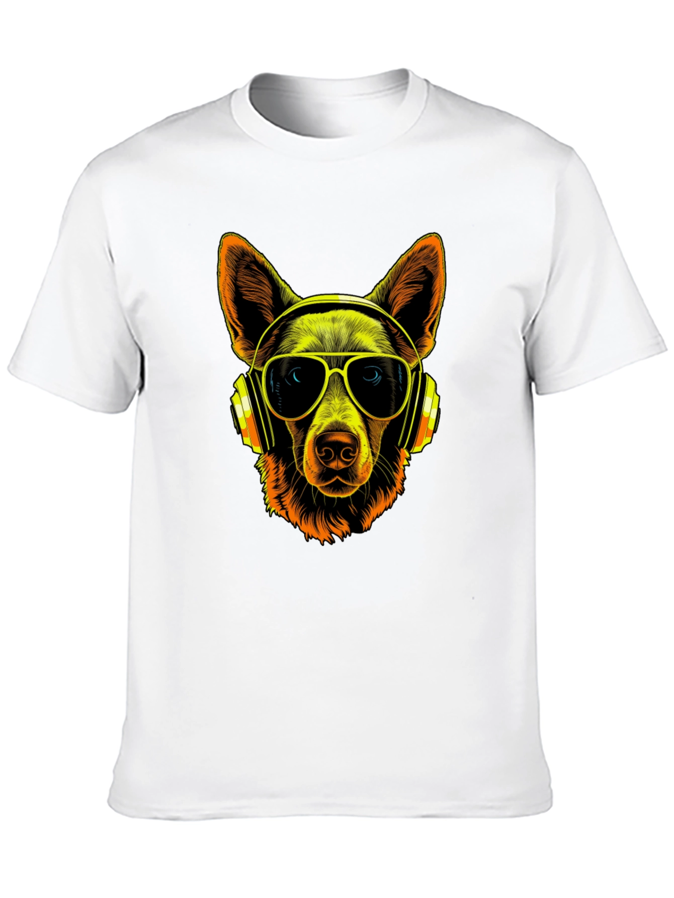 Black Dog DJ T-Shirt - Cool Canine with Headphones & Shades view 10