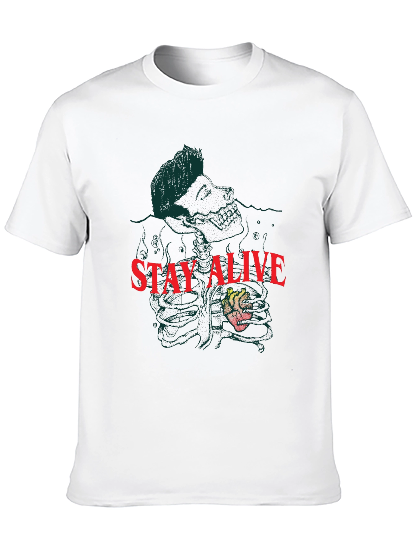 Black Stay Alive Graphic Tee - Black Crew Neck Cotton T-Shirt view 10