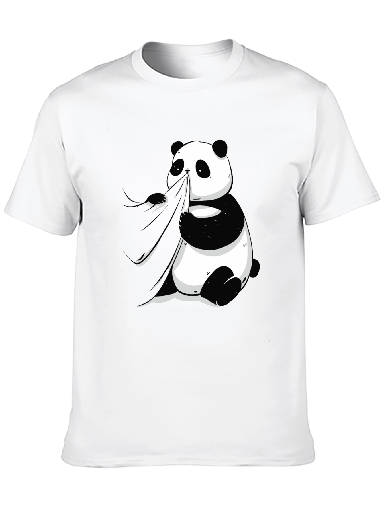 Black Panda Eating Bamboo Graphic Tee - Men's Black T-Shirt view 10
