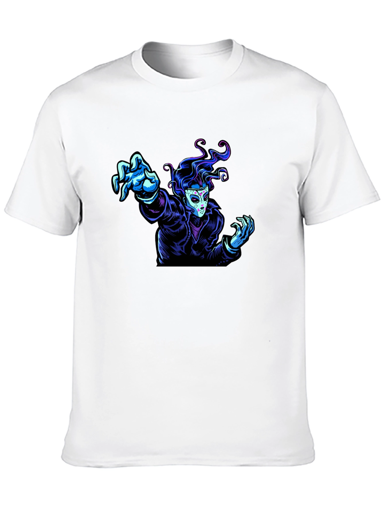 Black Graphic Tee - Masked Figure Design view 10