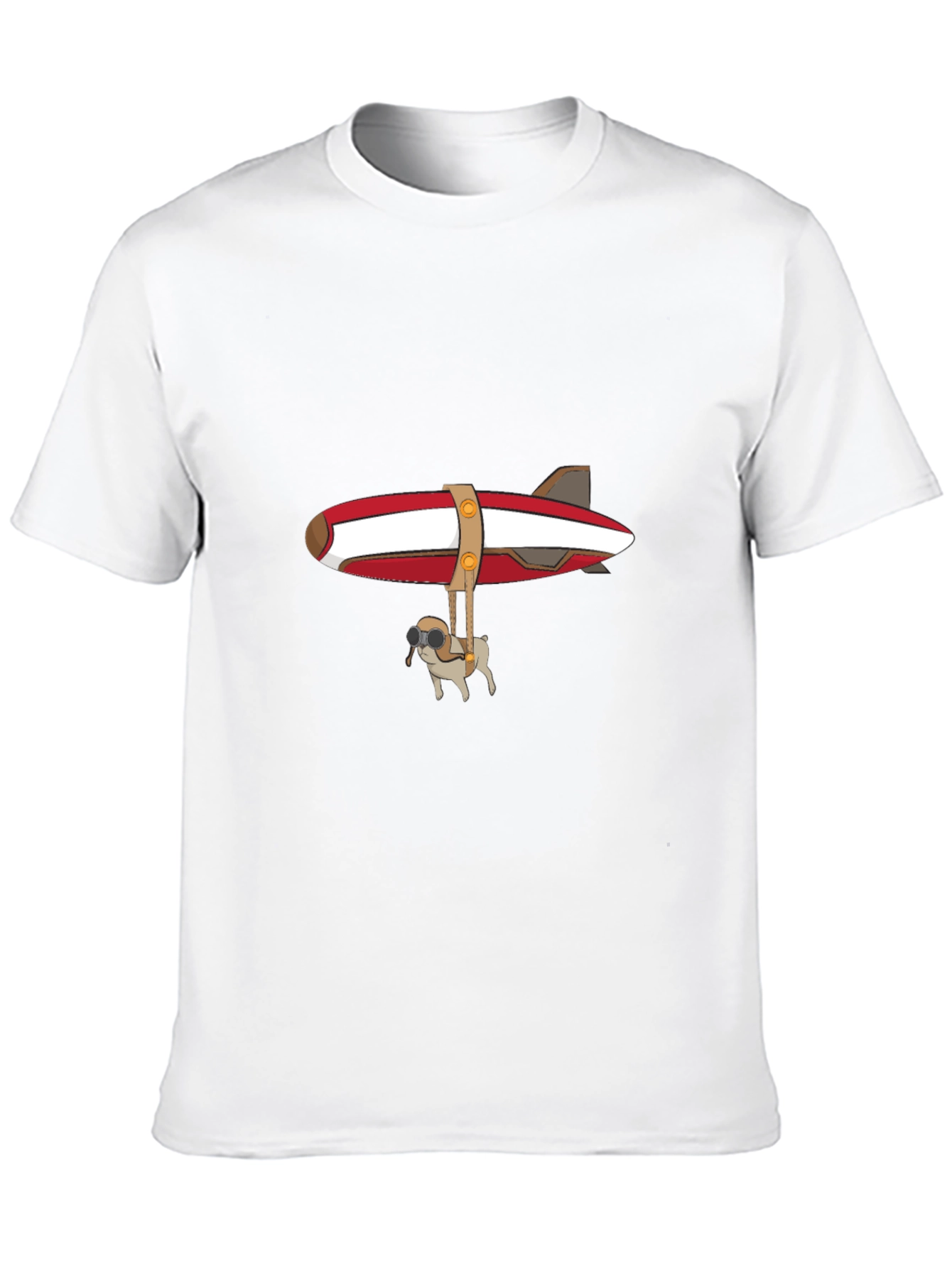 Black Pug Airship T-Shirt - Pilot Dog Design view 10