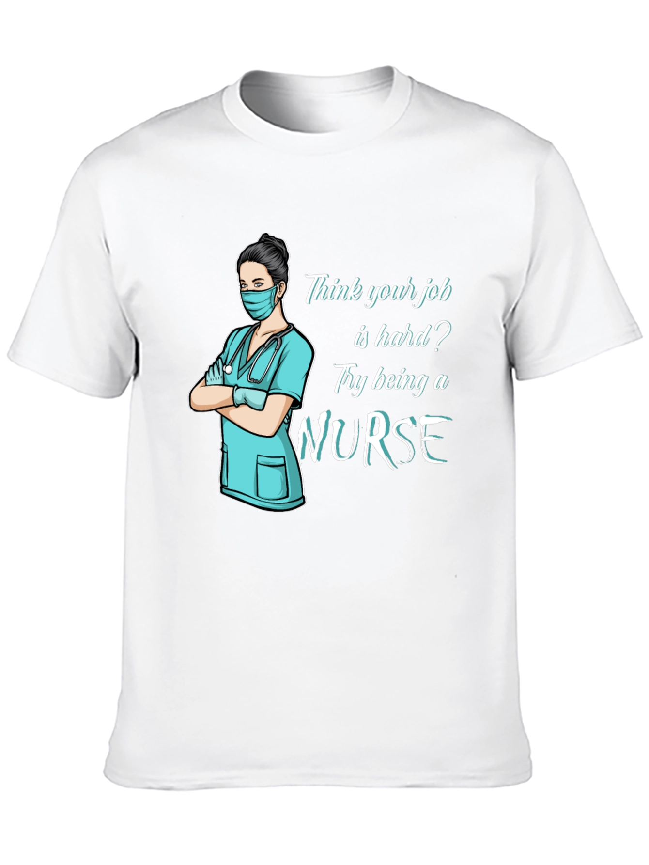 Black Nurse T-Shirt: Hard Job Graphic Tee view 10