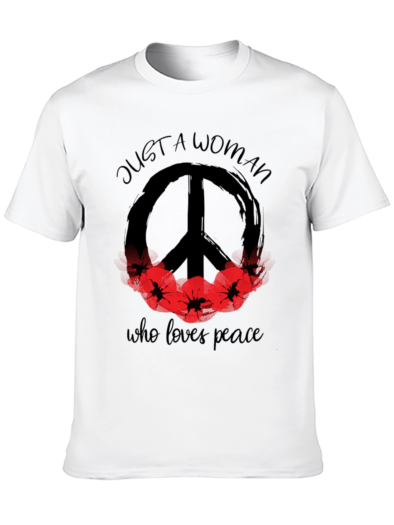 Black Peace Loving Woman Graphic T-Shirt view 10