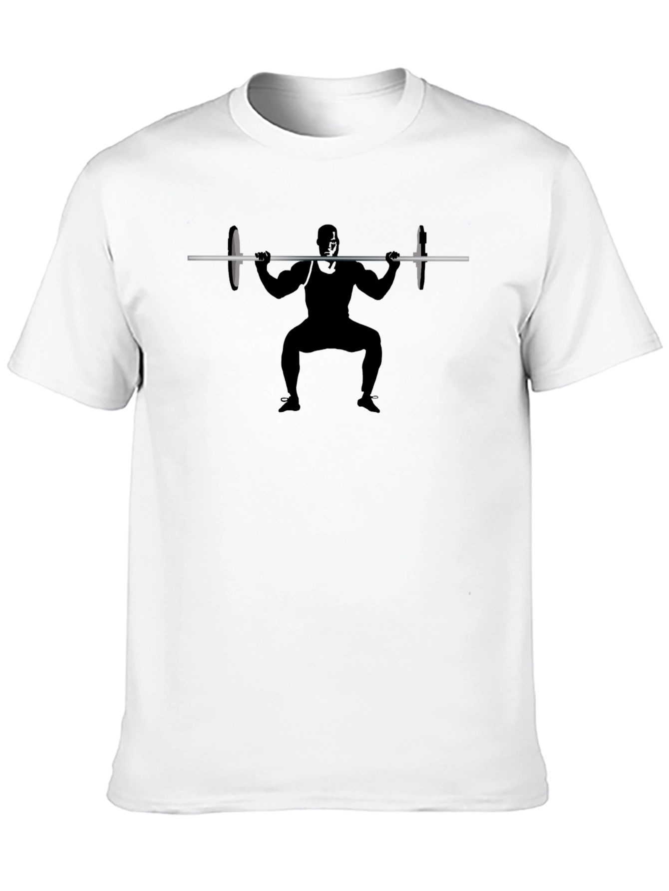 Black Weightlifter Silhouette Black T-Shirt view 10