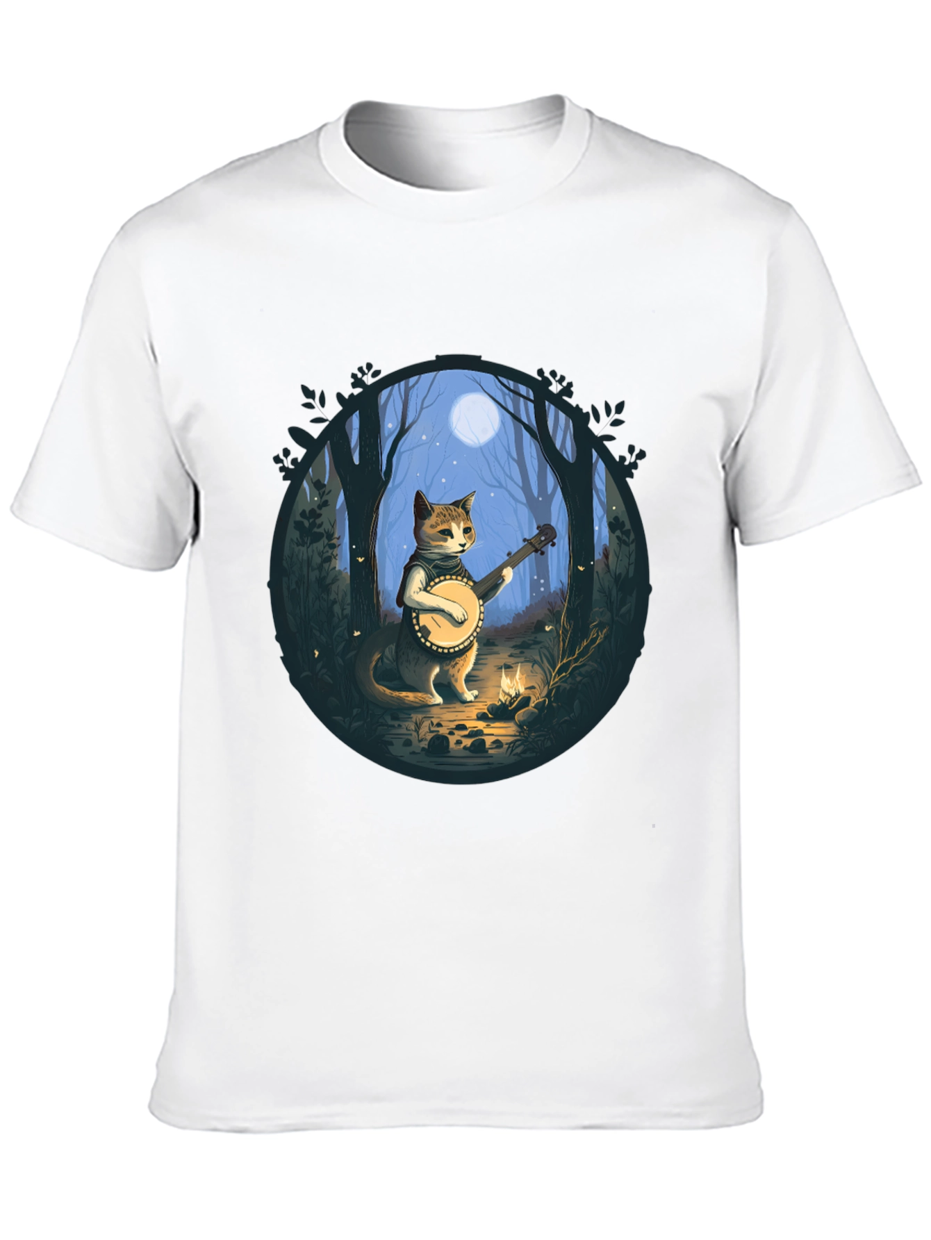 Black Cat Banjo Player Graphic Tee view 10