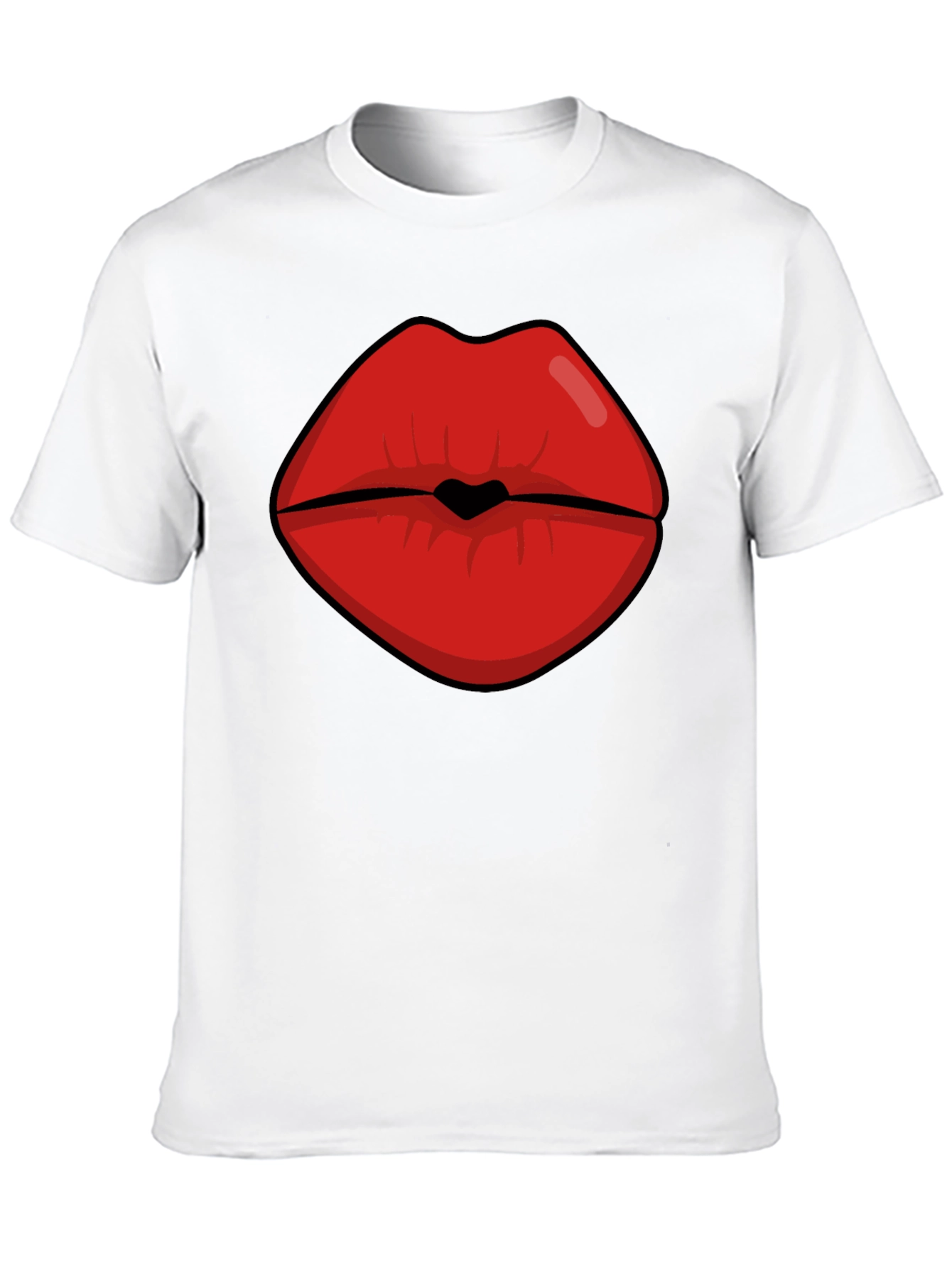 Black Bold Lips Graphic Tee - Black Cotton Blend view 10