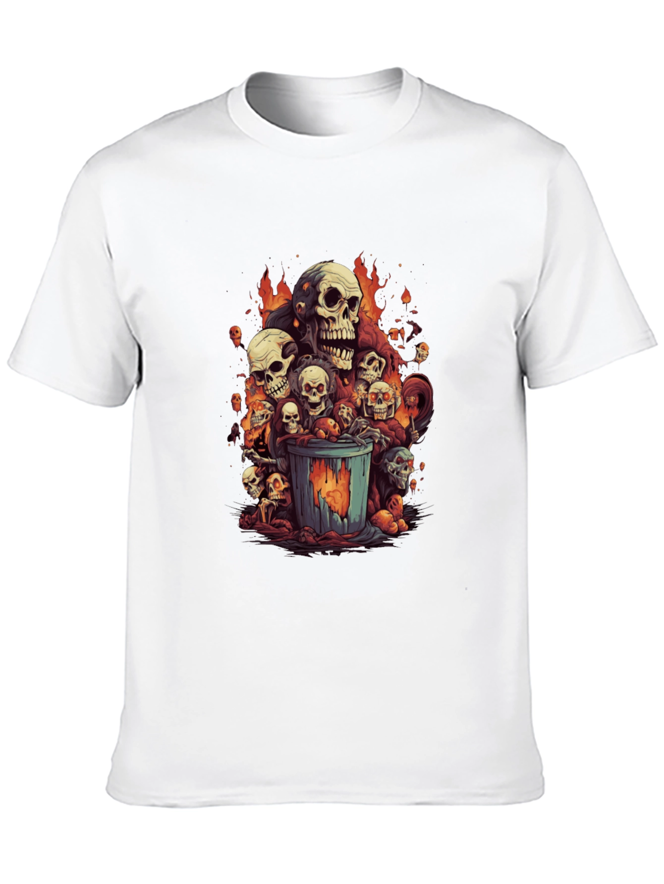 Black Skull Trash Can Graphic Tee - Men's Black T-Shirt view 10