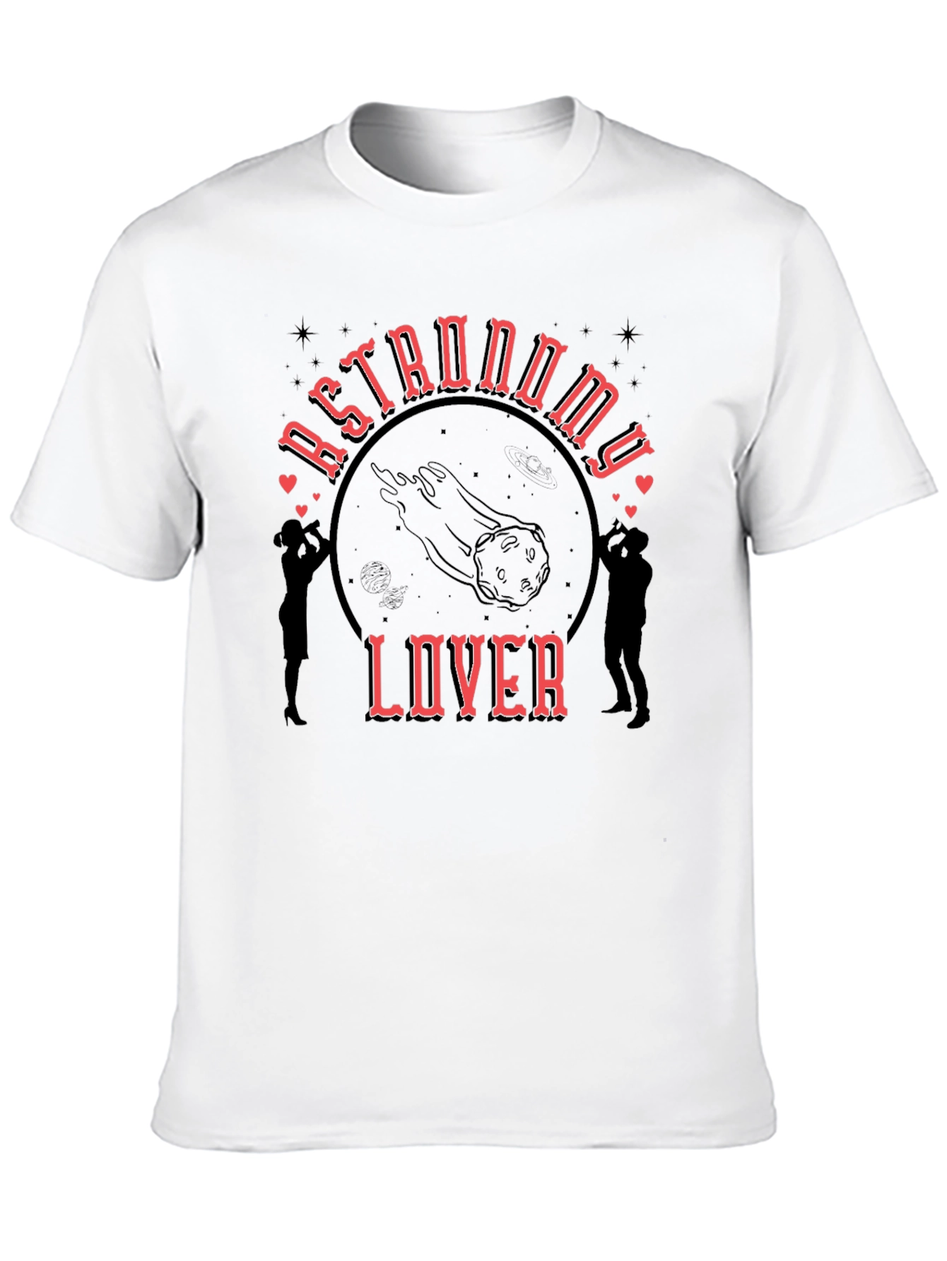 Black Astronomy Lover Graphic Tee - Black Cotton T-Shirt view 10