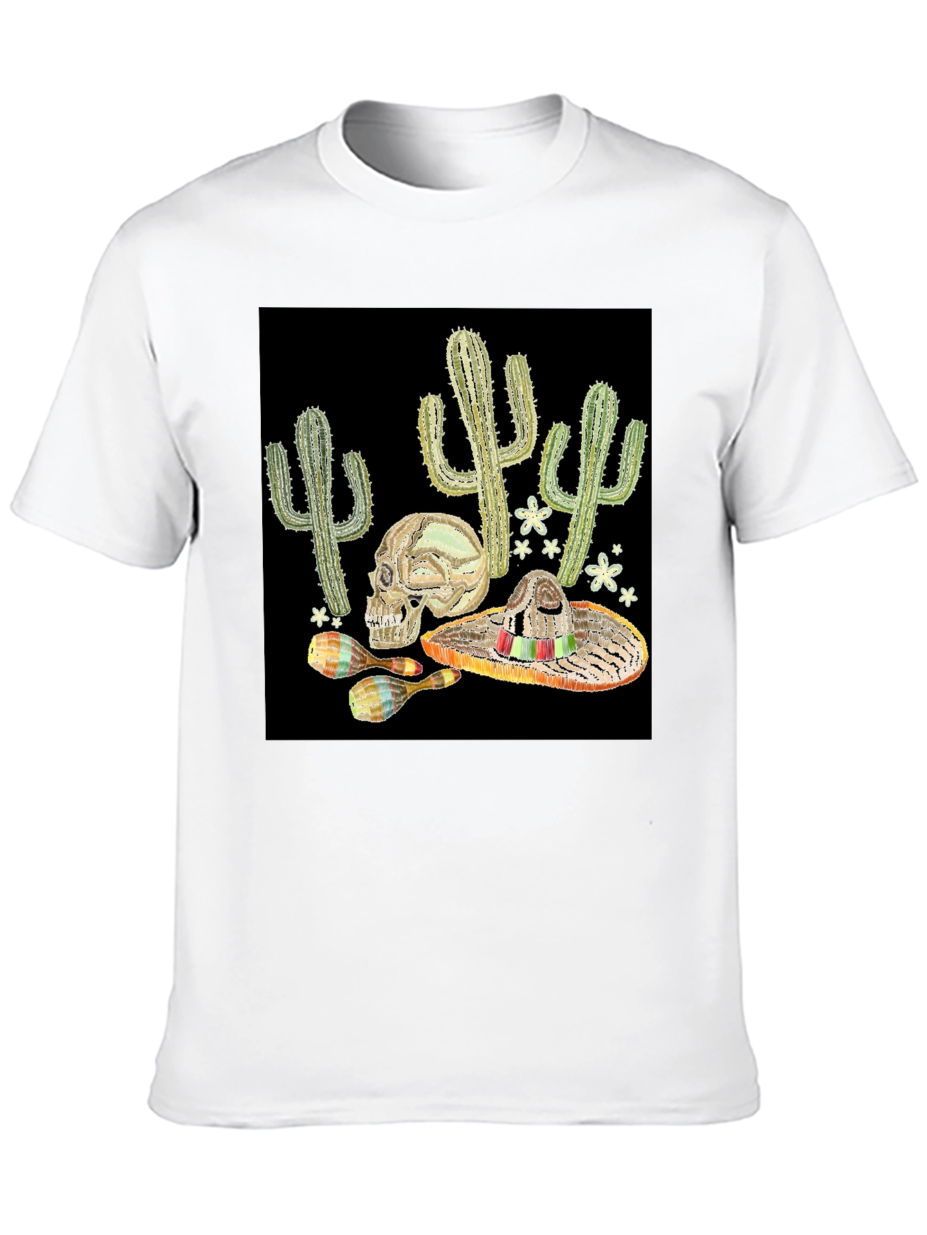 Black Cactus Skull Sombrero Graphic Tee view 10
