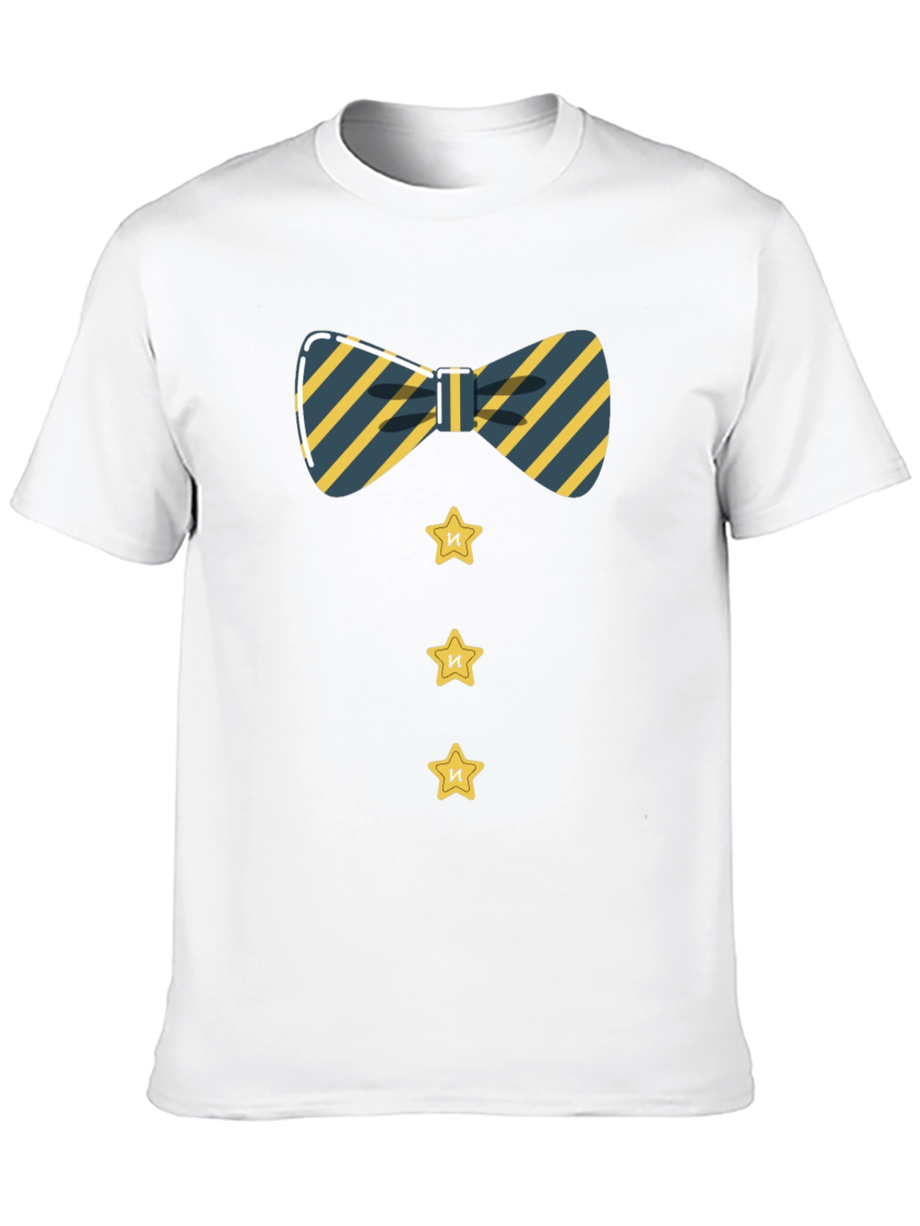 Black Striped Bowtie and Star Button Tee view 10