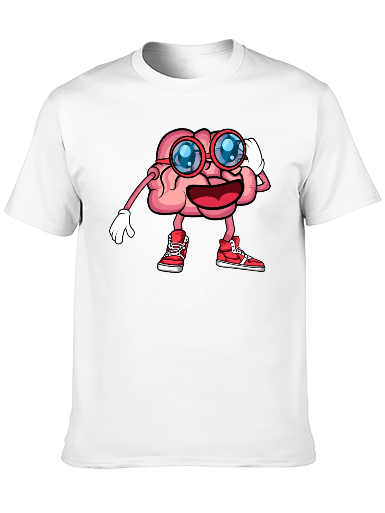 Black Brainy Graphic Tee - Funny Cartoon Brain T-Shirt view 10