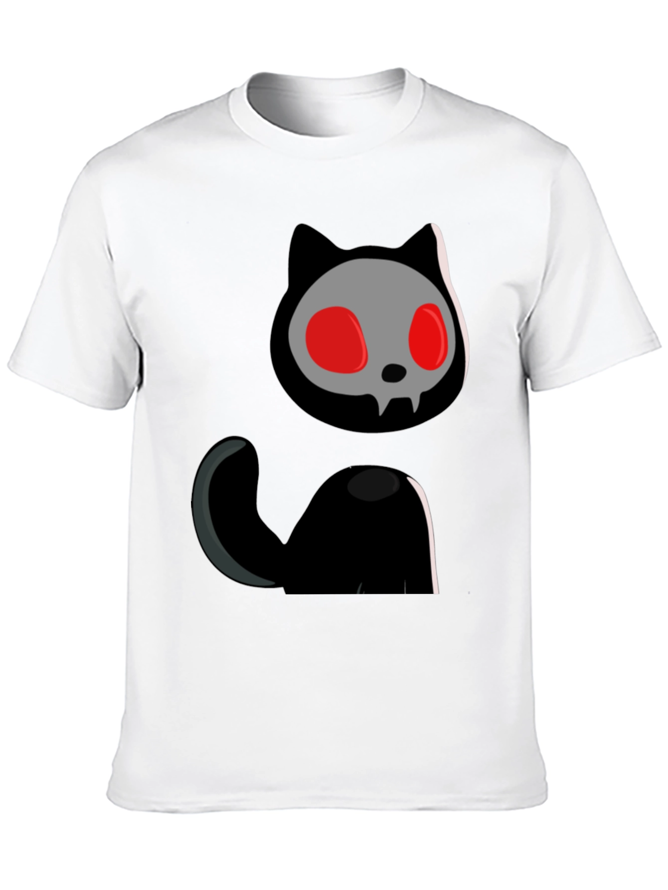 Black Skull Cat Graphic Tee - Black Cotton T-Shirt view 10