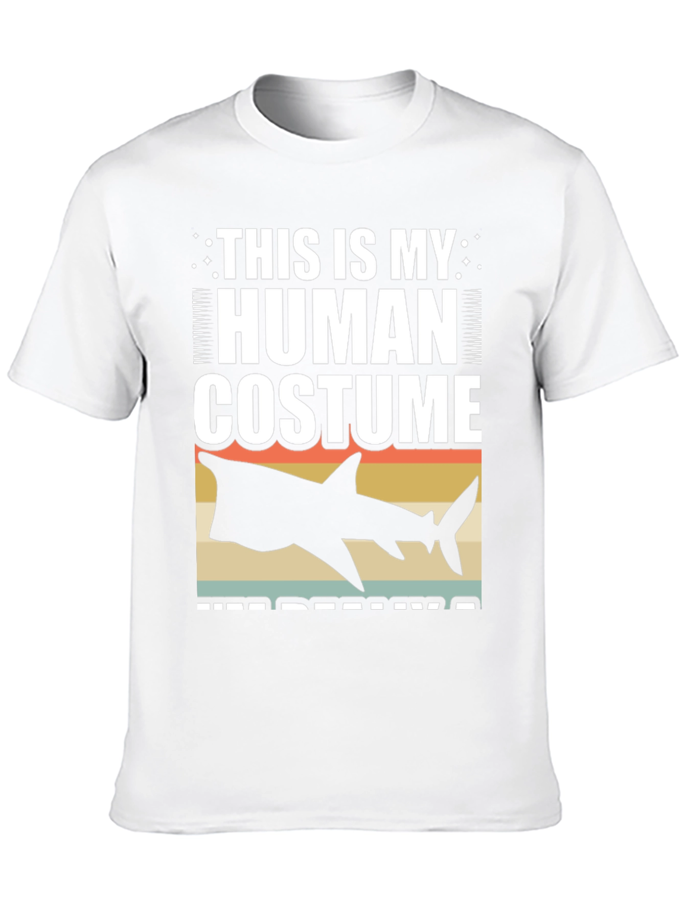 Black Human Costume Shark T-Shirt Funny Halloween Tee view 10