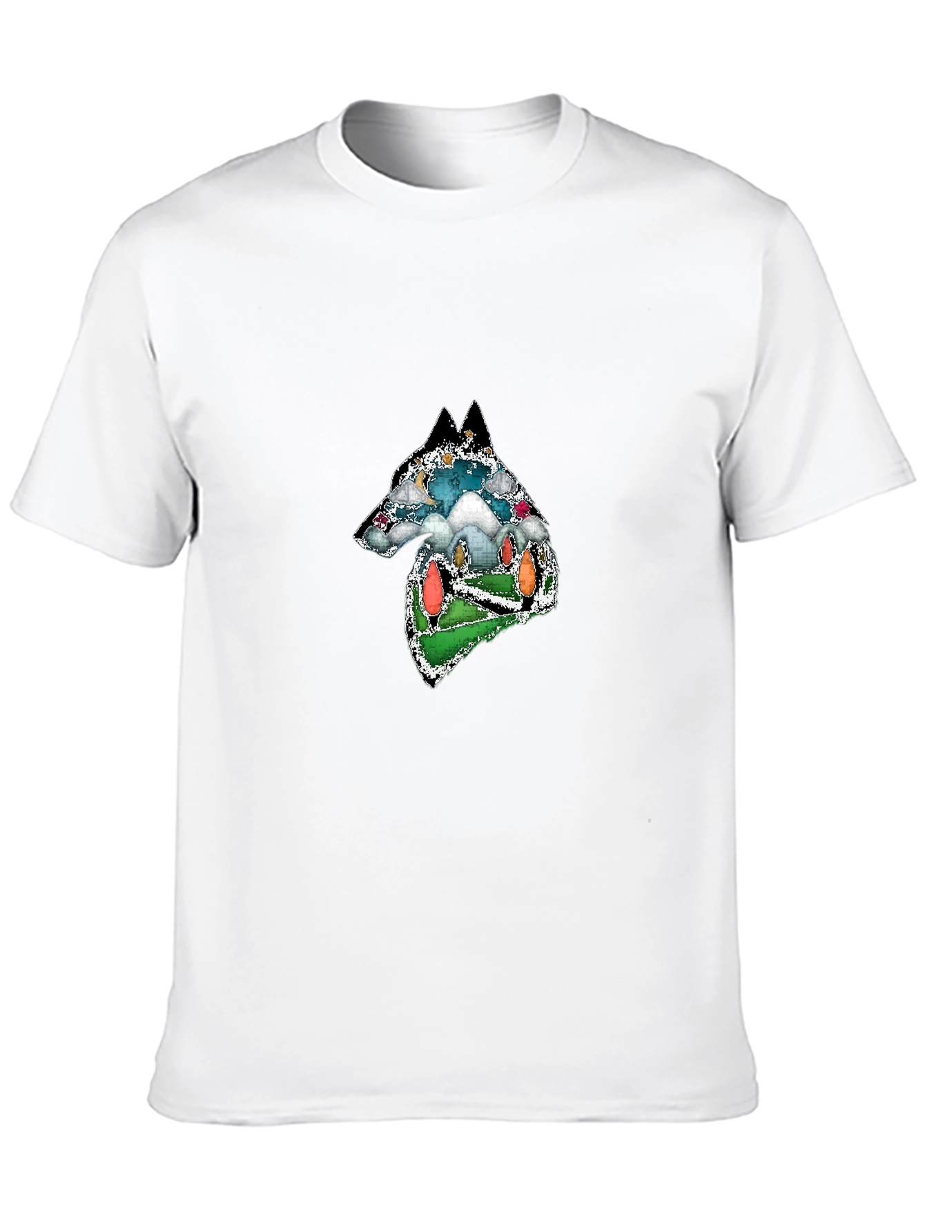 Black Wolf Scene Graphic Black T-Shirt view 10