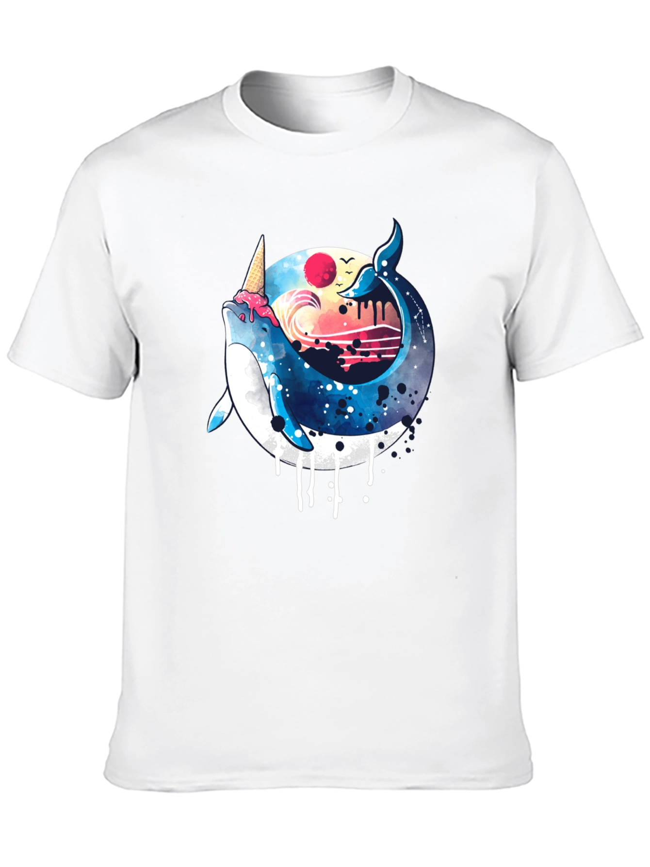 Black Whimsical Whale Ice Cream T-Shirt view 10