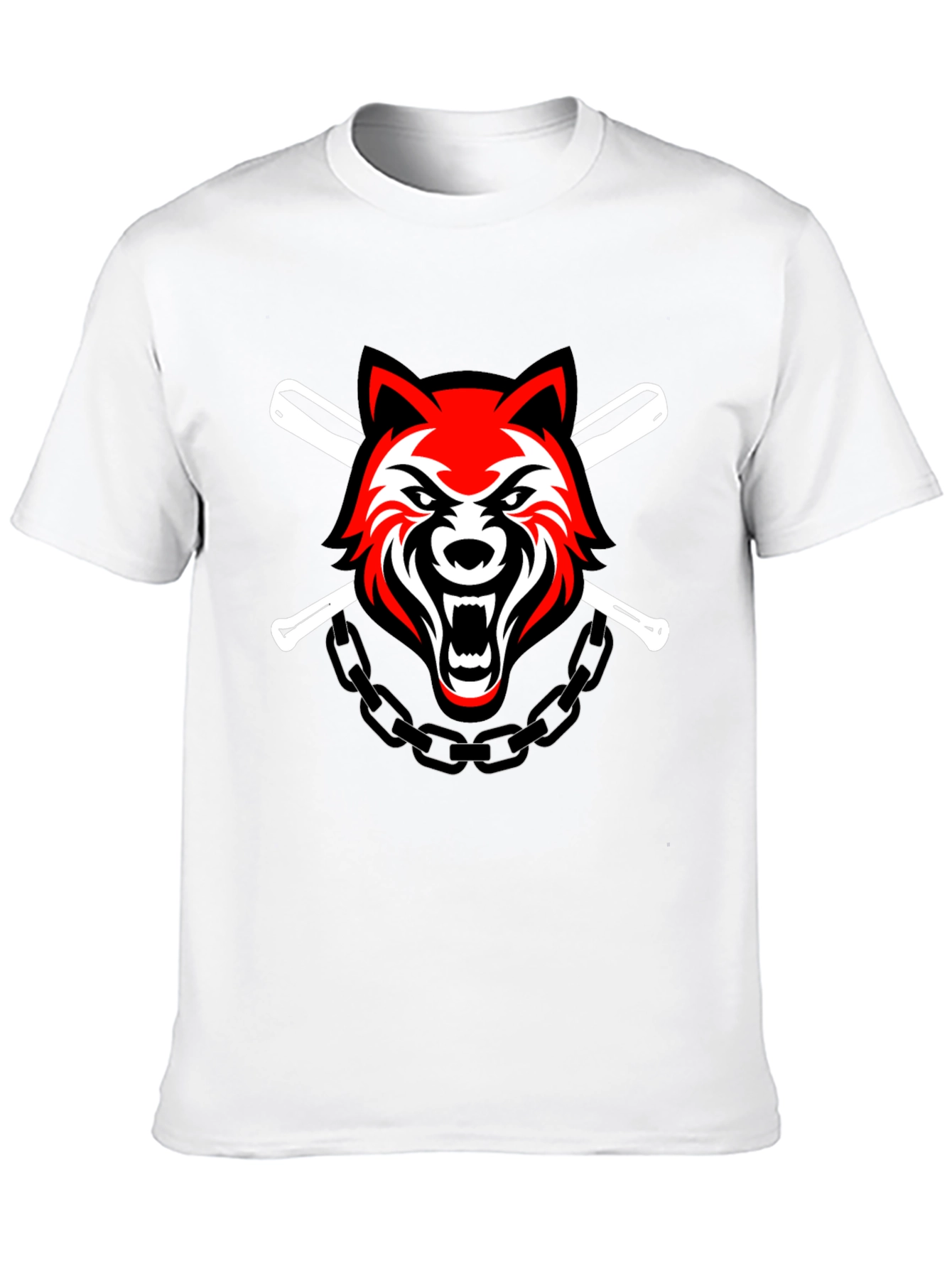 Black Wolf & Baseball Bats Graphic T-Shirt view 10