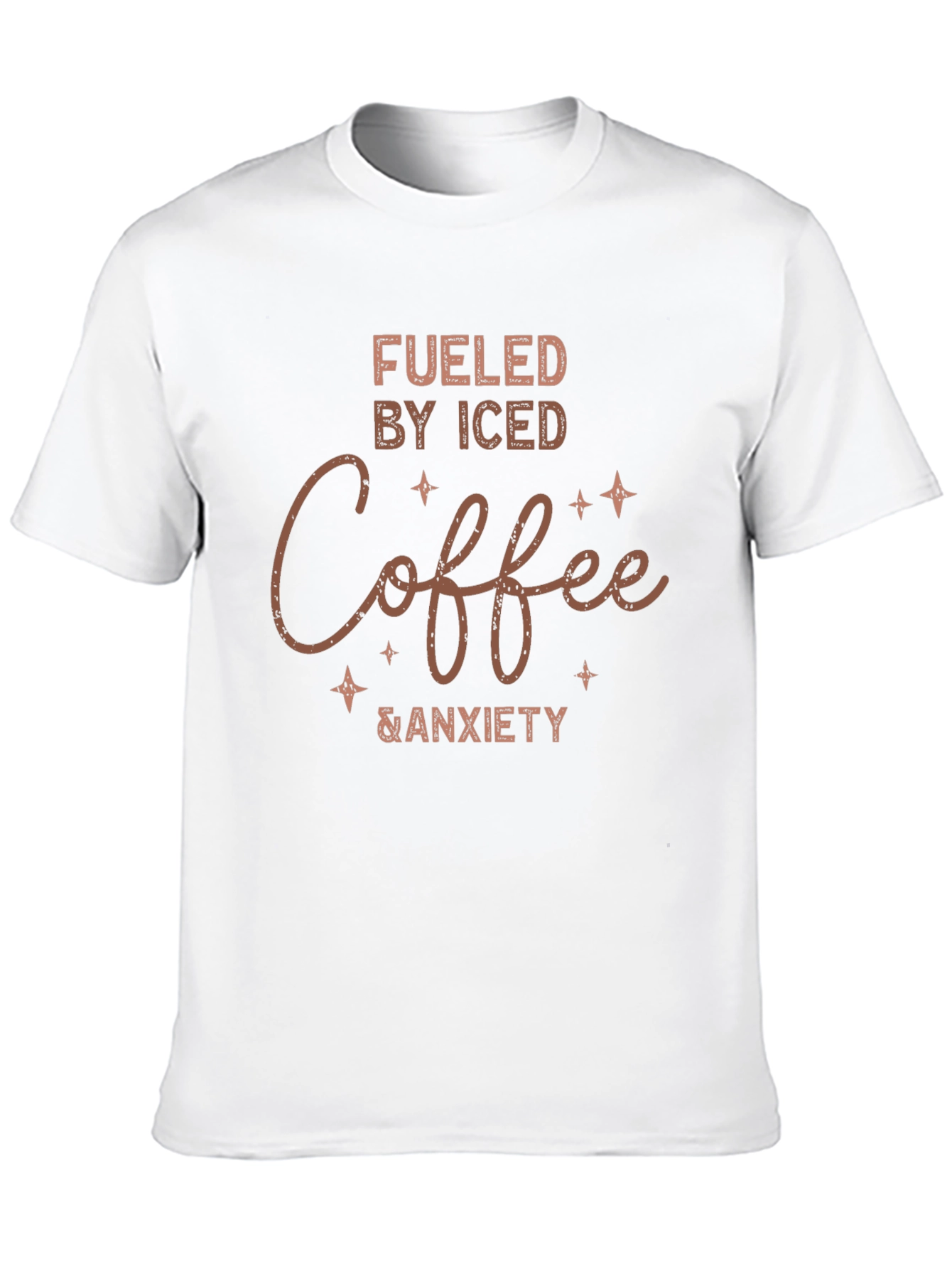 Black Fueled By Iced Coffee & Anxiety T-Shirt view 10