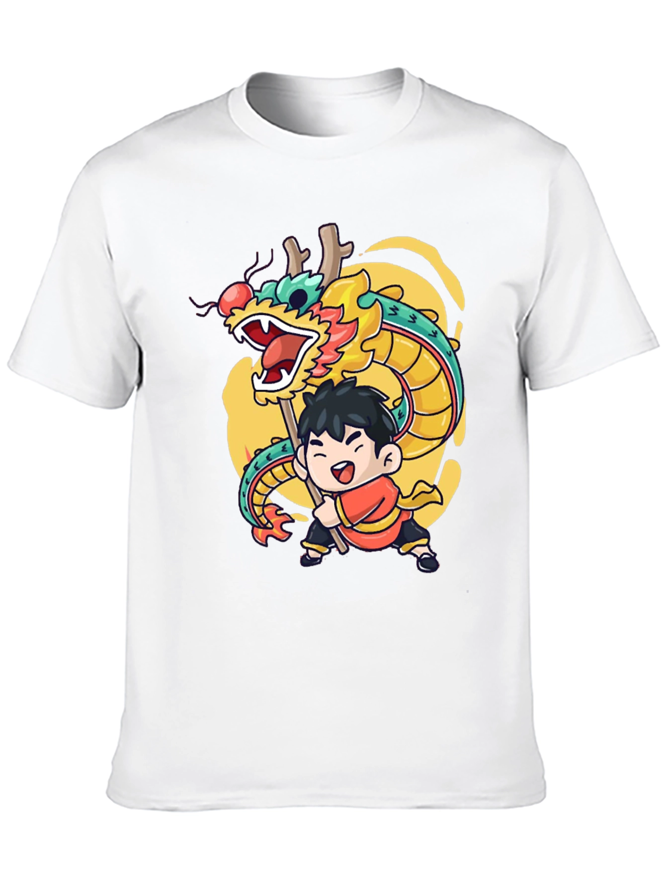 Black Dragon Dance Graphic Tee - Black Cotton Blend view 10