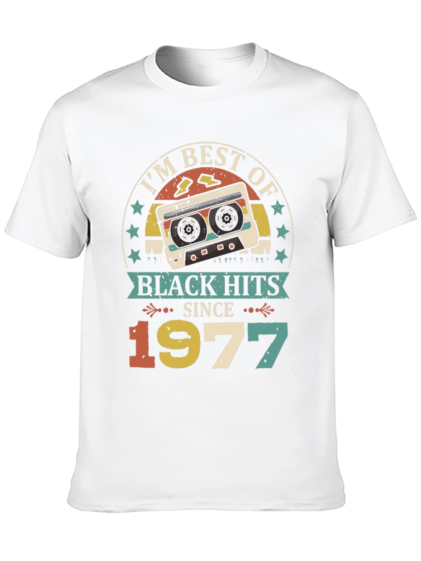 Black I'm Best of Black Hits Since 1977 Cassette Tape T-Shirt view 10