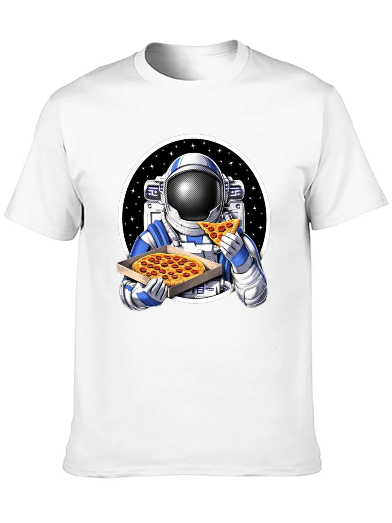 Black Astronaut Pizza Graphic Tee - Space Foodie T-Shirt view 10