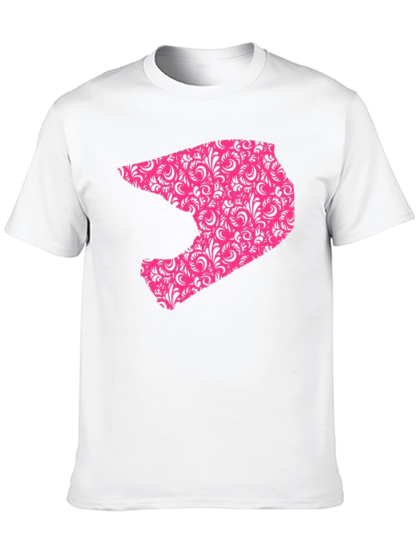 Black Men's Black T-shirt with Pink Helmet Design view 10