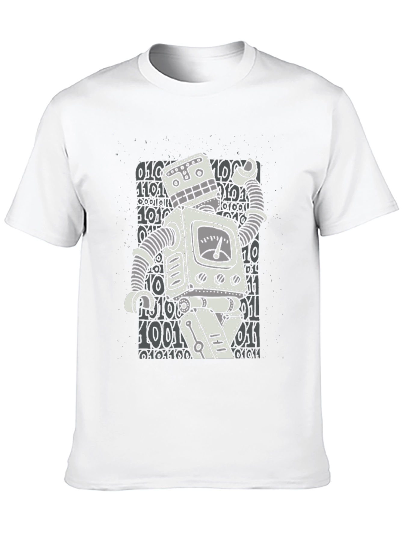 Black Retro Robot Graphic T-Shirt - Black Cotton Blend view 10