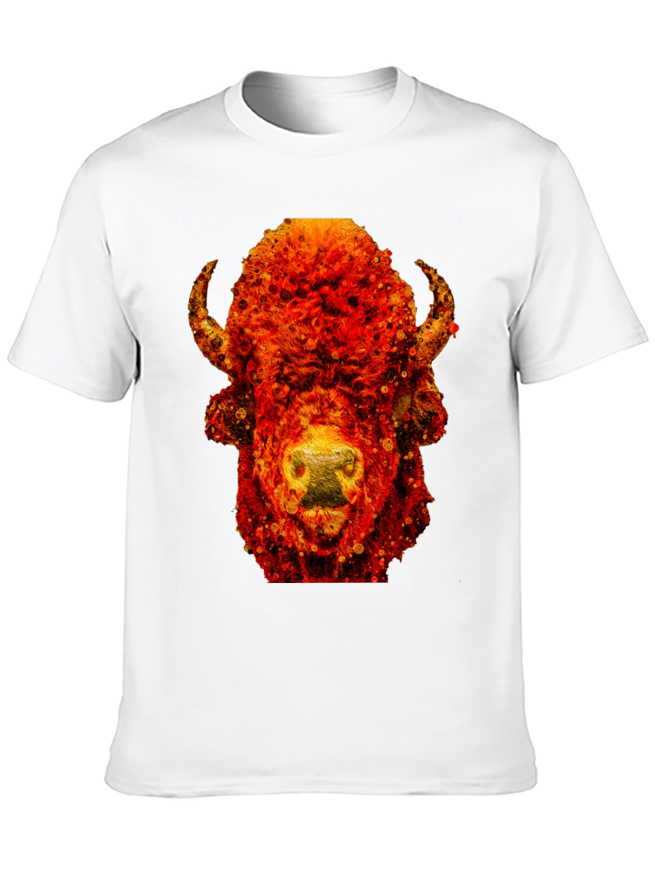 Black Fiery Bison Graphic Tee - Cool Animal Print T-Shirt view 10