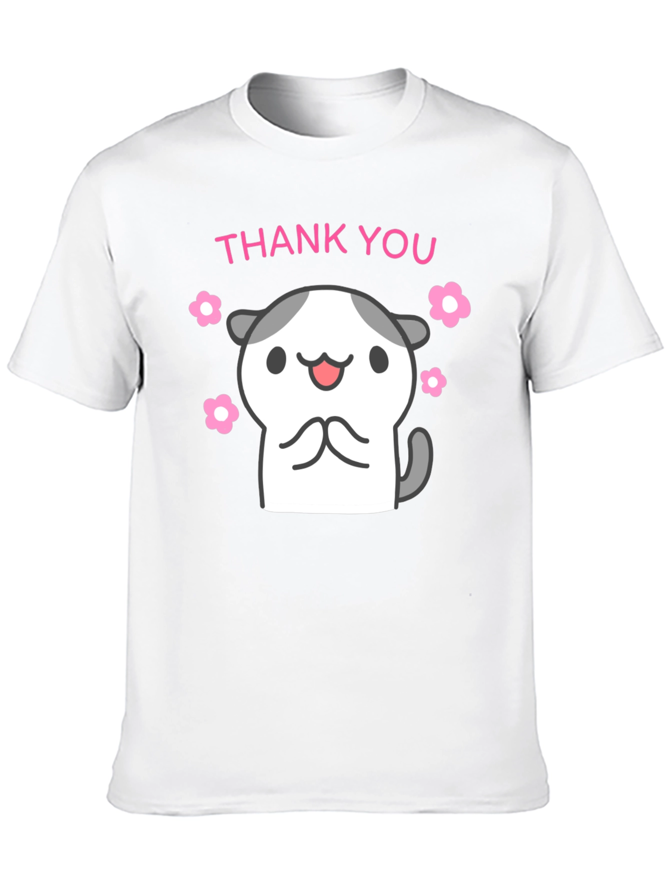 Black Cute Thank You Kitty Black T-Shirt view 10
