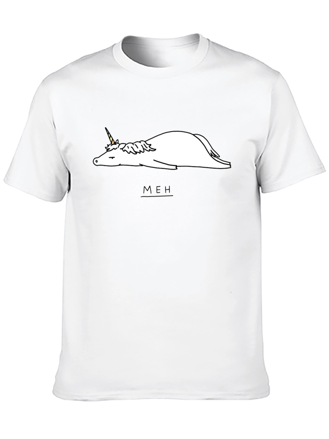 Black Unicorn 'Meh' Graphic Tee - Relaxed Fit, Black Cotton view 10