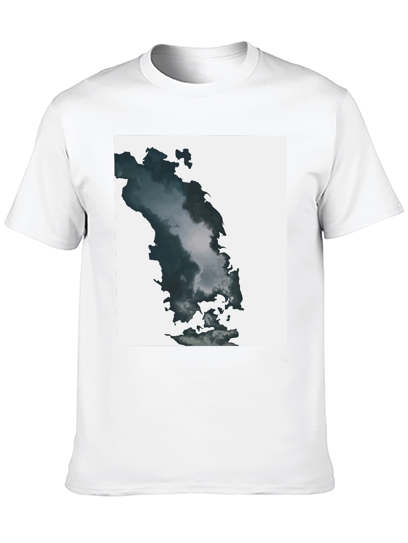 Black Abstract Cloudscape Graphic Tee - Soft Black Cotton Blend view 10