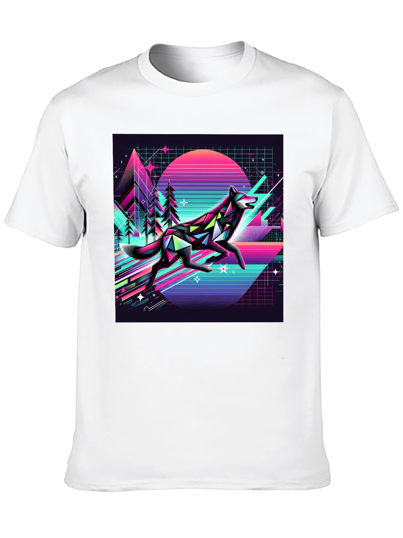 Black Retro Wolf Graphic Tee - Black view 10