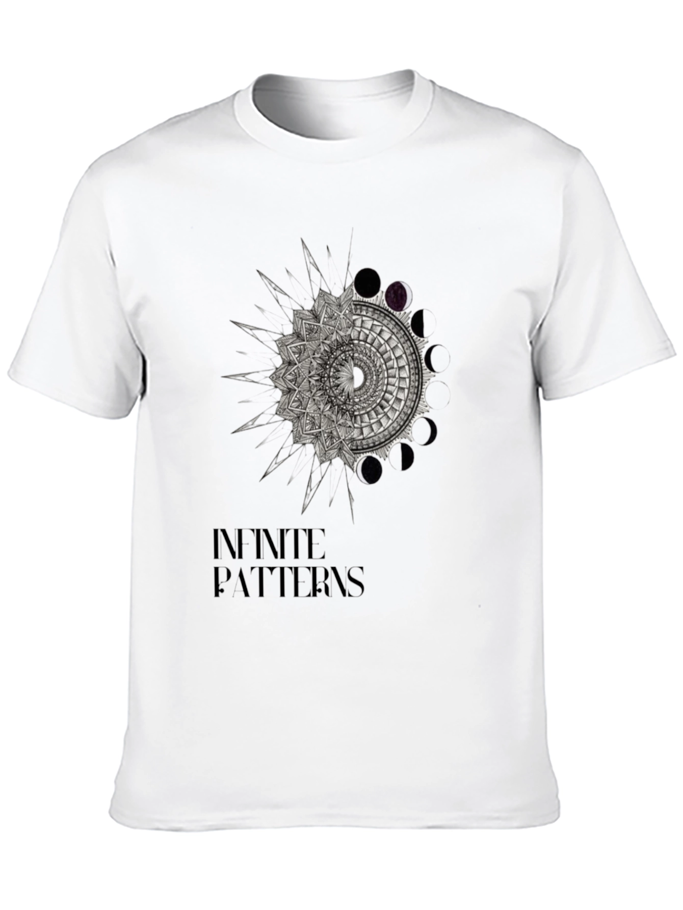 Black Infinite Patterns Graphic T-Shirt - Black Cotton Tee view 10