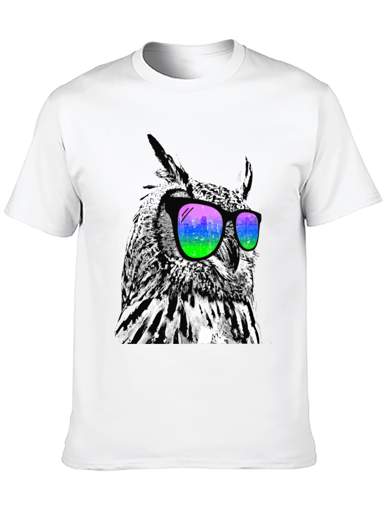 Black Cool Owl Graphic Tee - Stylish Bird Sunglasses T-Shirt view 10